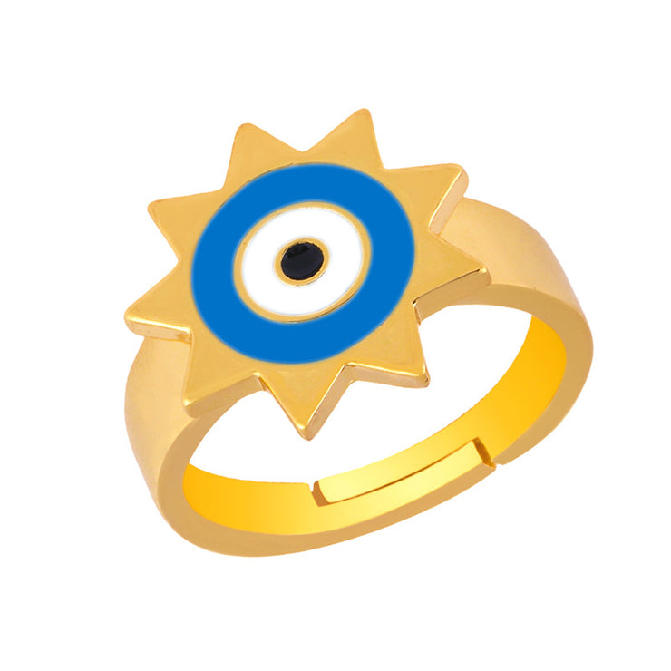 Gold Blue Evil Eye Ring - Ultra-Glam Edition - Holiday Edition