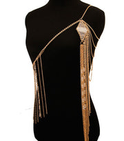New - Gold One Shoulder Body Chain - Body Jewellery - Ultra-Glam Edition