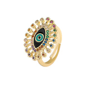 Gold Crystal Spike Eye Ring - Ultra-Glam Edition