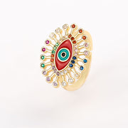 Gold Crystal Spike Eye Ring - Ultra-Glam Edition