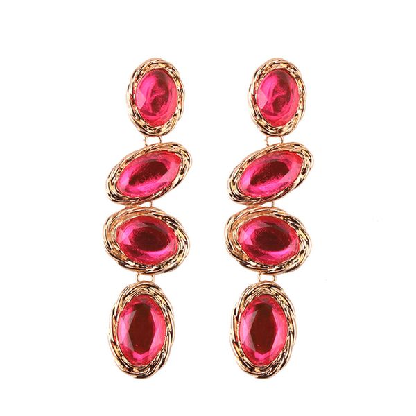 Gold Pink Crystal Multi Drop Earrings - Ultra-Glam Edition