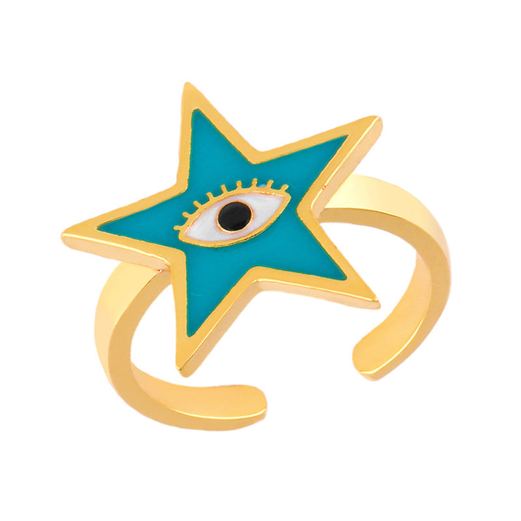 Gold Evil Eye Star Ring - Ultra- Glam Edition - Holiday Edition