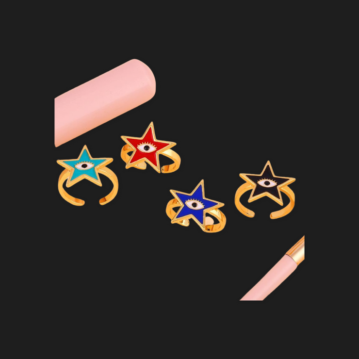 Gold Evil Eye Star Ring - Ultra- Glam Edition - Holiday Edition