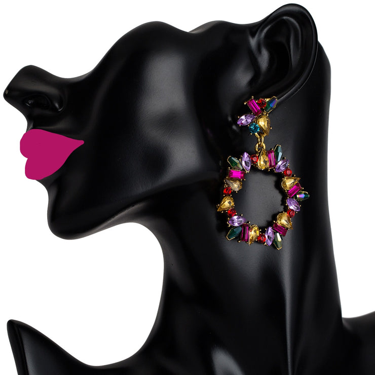 Multi-Colour Crystal Hoop Earrings - Ultra-Glam Edition