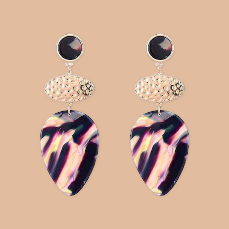 Gold Multi Geometric Drop Earrings - Holiday Edition