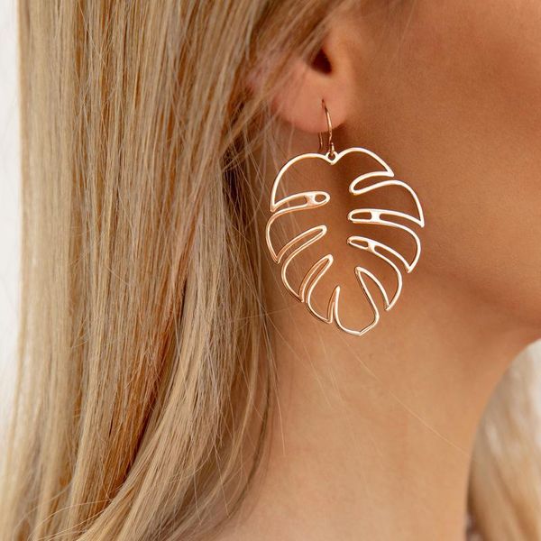 Gold Palm Leaf Drop Earrings - Holiday Edition