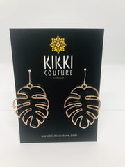 Gold Palm Leaf Drop Earrings - Holiday Edition