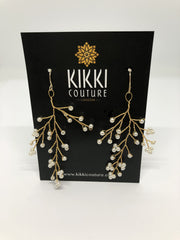 Gold Pearl Branch Drop Earrings - Wedding Edition