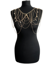 New - Gold Pearl Chest Chain Necklace - Body Jewellery - Wedding Edition - Holiday Edition