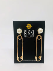Oversized Safety Pin Drop Earrings - Ultra-Glam Edition