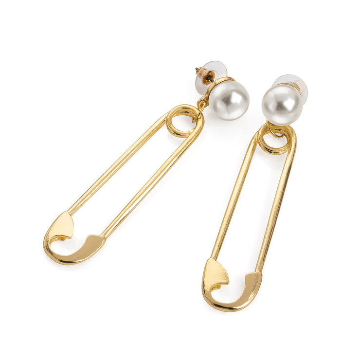 Oversized Safety Pin Drop Earrings - Ultra-Glam Edition