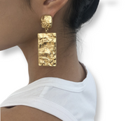 New - Gold Rectangle Drop Earrings - Holiday Edition - Ultra-Glam Edition
