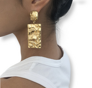 Gold Rectangle Drop Earrings - Holiday Edition - Ultra-Glam Edition