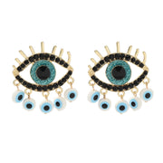 Gold Rhinestone Multi Evil Eye Earrings - Ultra-Glam Edition