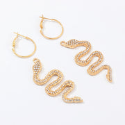 Gold Rhinestone Snake Drop Earrings - Ultra-Glam Edition