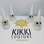 Gold Round Green Eye Ring - Ultra Glam Edition - Holiday Edition