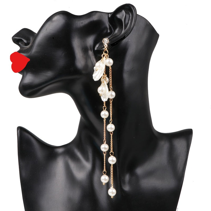 Crystal Pearl Long Tassel Earrings - Wedding Edition - Holiday Edition - Ultra-Glam Edition