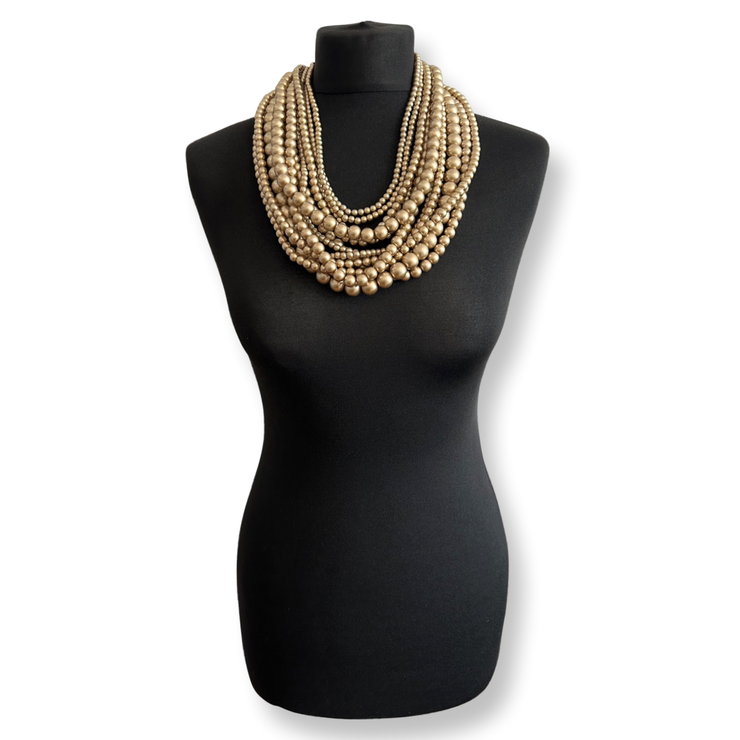 New - Gold Statement Pearl Layered Necklace - Ultra-Glam Edition - Wedding Edition