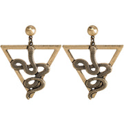 Gold Triangle Snake Drop Earrings - Ultra-Glam Edition