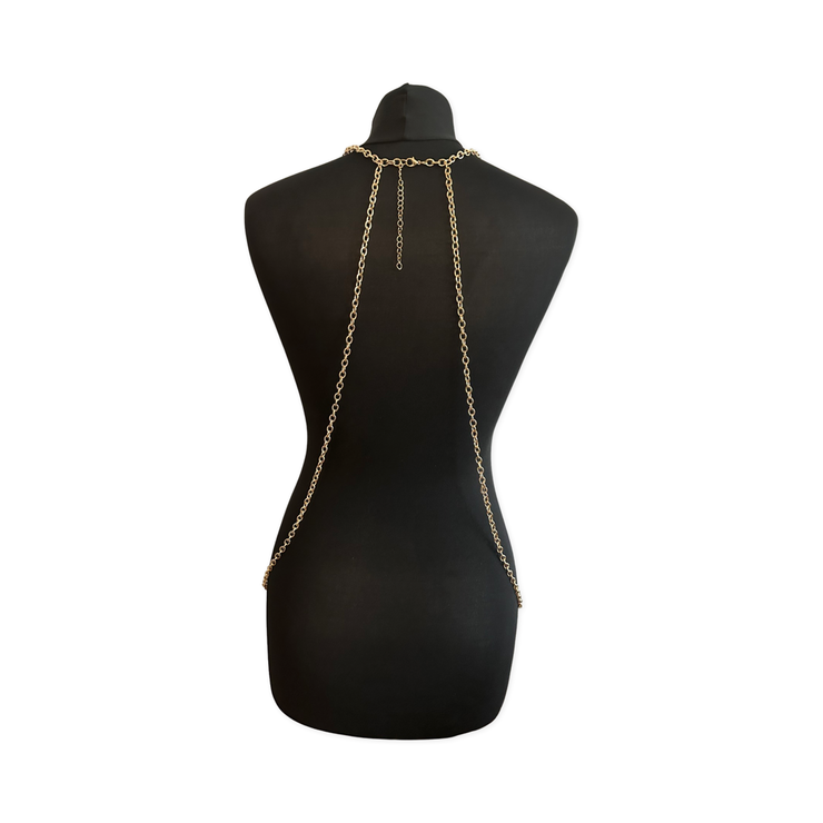 New - Gold & Clear Bead Body Chain - Body Jewellery - Ultra-Glam Edition