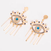 Gold Crystal Evil Eye Drop Earrings - Ultra-Glam Edition - Kikki Couture