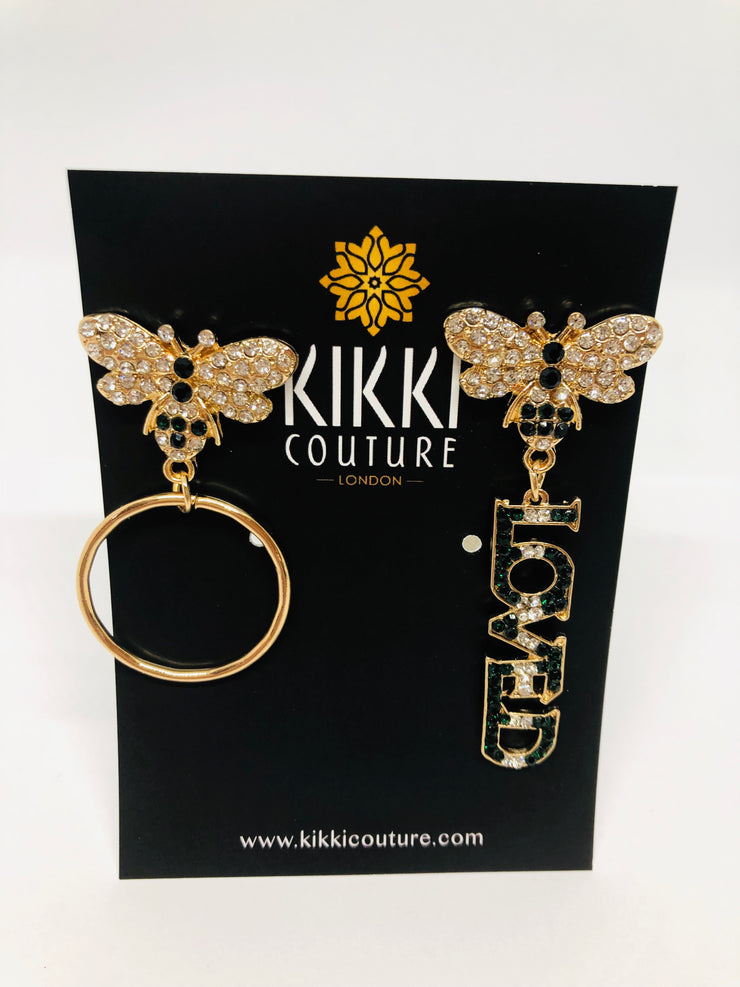 Gold Crystal Bee Loved Earrings - Ultra-Glam Edition