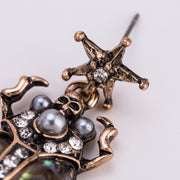 Crystal Pearl Skull Beetle Earrings - Ultra-Glam Edition - Kikki Couture