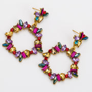 Multi-Colour Crystal Drop Hoop Earrings - Ultra-Glam Edition - Kikki Couture