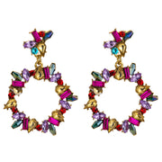 Multi-Colour Crystal Drop Hoop Earrings - Ultra-Glam Edition - Kikki Couture