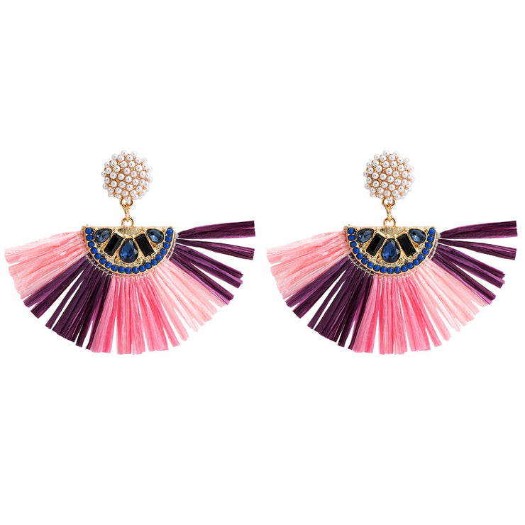 Pink Fan Drop Earrings - Ultra-Glam Edition - Kikki Couture