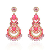 New - Gold & Pink Mandala Drop Earrings - Holiday Edition - Wedding Edition - Ultra-Glam Edition