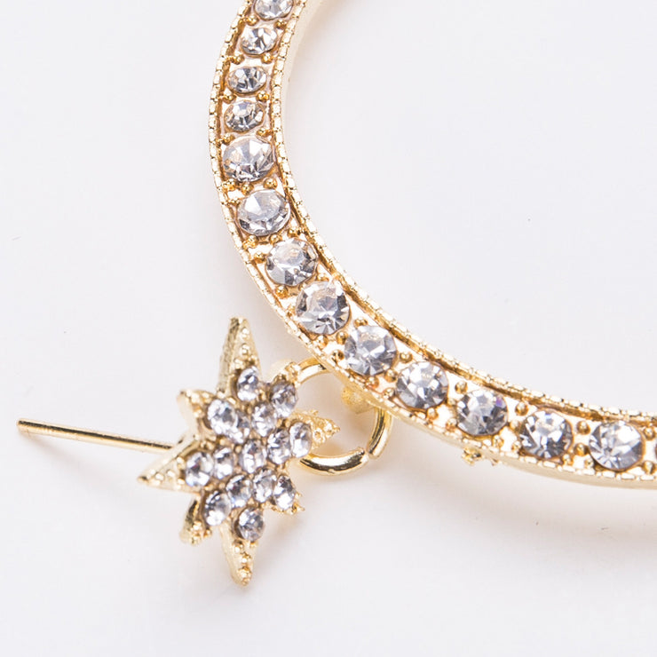 Gold Rhinestone Star Moon Earrings - Ultra-Glam Edition - Kikki Couture