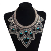 New - Green Diamond Studded Geometric Statement Necklace - Ultra-Glam Edition - Wedding Edition