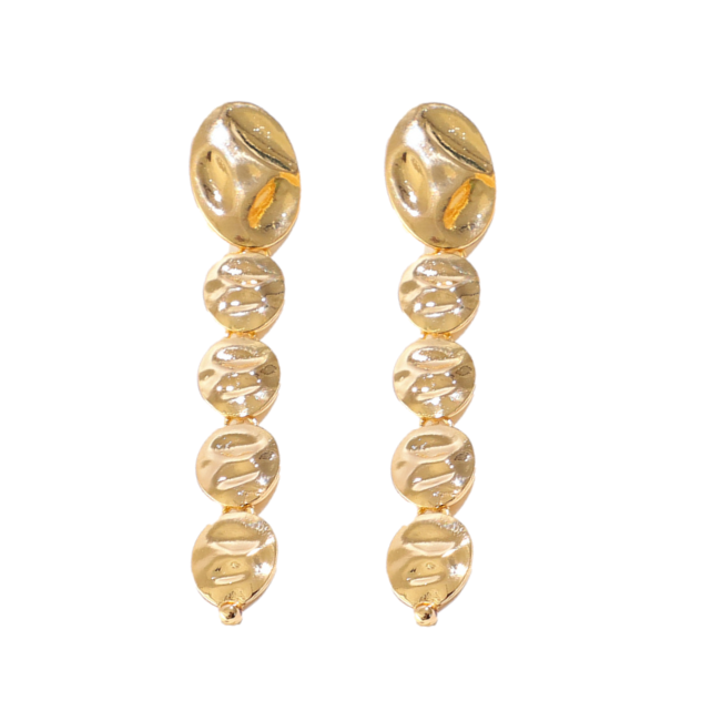 Hammered Gold Disc Drop Earrings - Ultra-Glam Edition