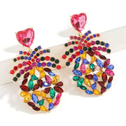 Heart Crystal Pineapple Drop Earrings - Ultra-Glam Edition