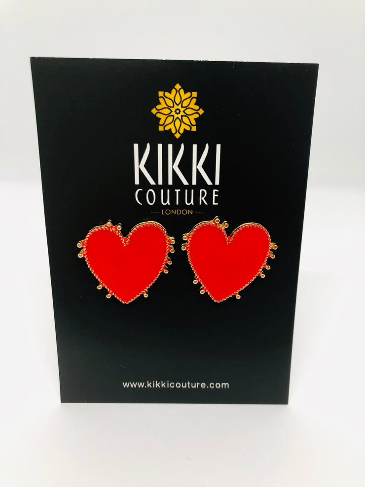 Red Heart Stud Earrings - Ultra-Glam Edition