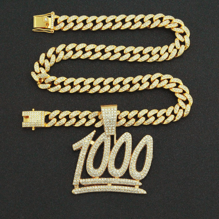 New - Iced Out Gold 1000 Pendant Necklace - Drag King Edition - Ultra-Glam Edition