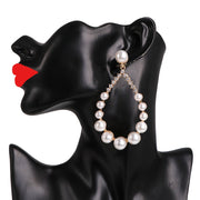 Gold Crystal Pearl Teardrop Earrings - Ultra-Glam Edition