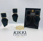New - Large Black Resin Drop Earrings - Ultra-Glam Edition