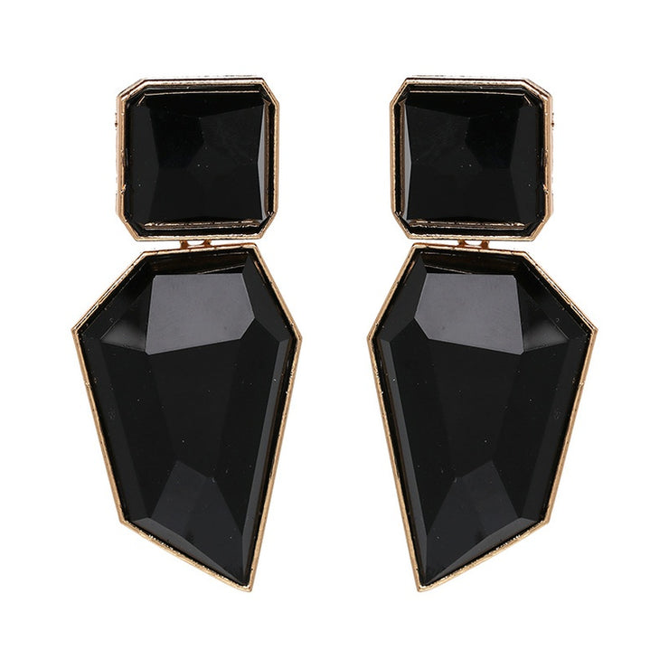 New - Large Black Resin Drop Earrings - Ultra-Glam Edition