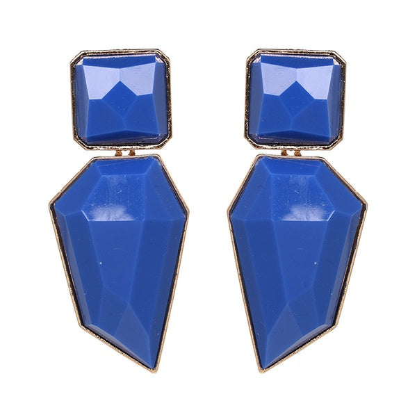 New - Large Blue Resin Drop Earrings - Ultra-Glam Edition