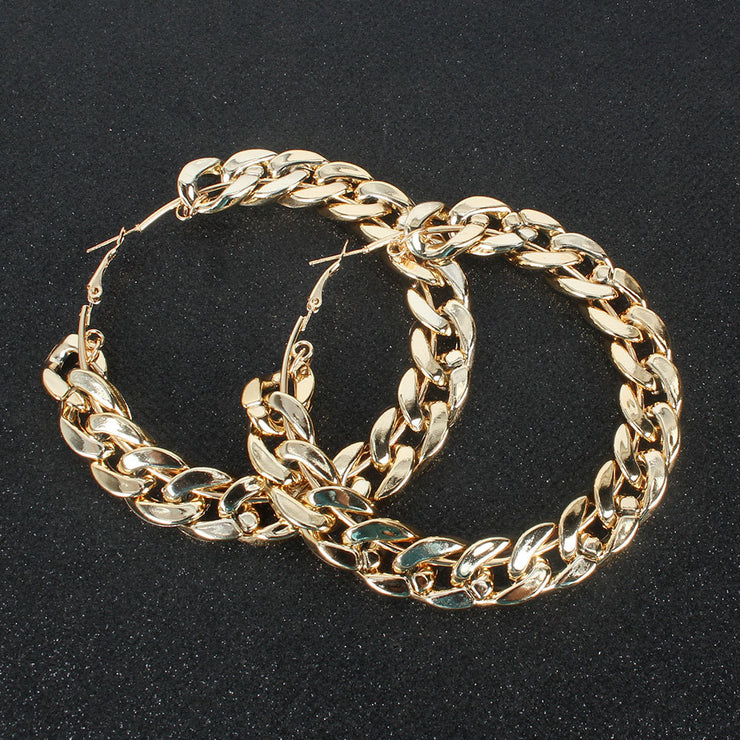 Large Chain Hoop Earrings - Ultra-Glam Edition