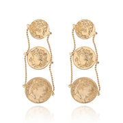 Large Gold Coin Drop Earrings - Ultra-Glam Edition