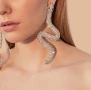 Large Rhinestone Statement Snake Earrings - Ultra-Glam Edition