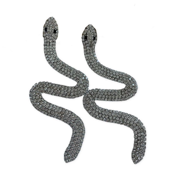 Large Rhinestone Statement Snake Earrings - Ultra-Glam Edition