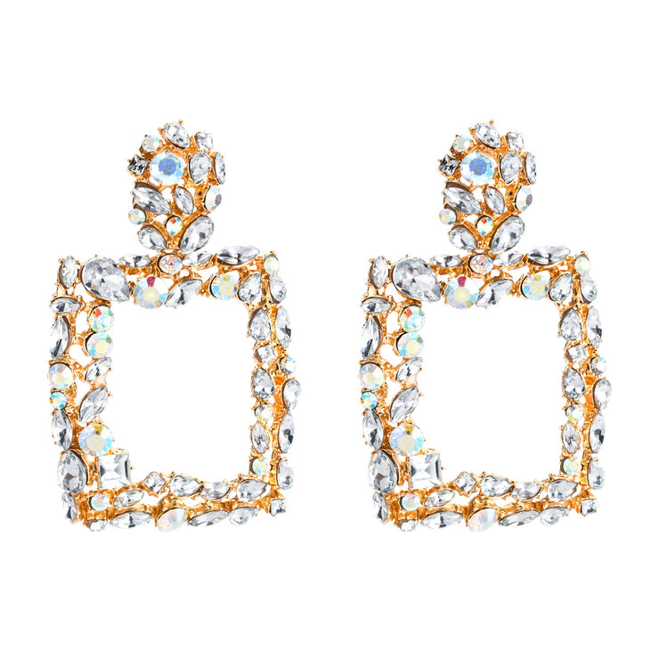 Clear Crystal Geometric Drop Earrings - Ultra-Glam Edition - Kikki Couture