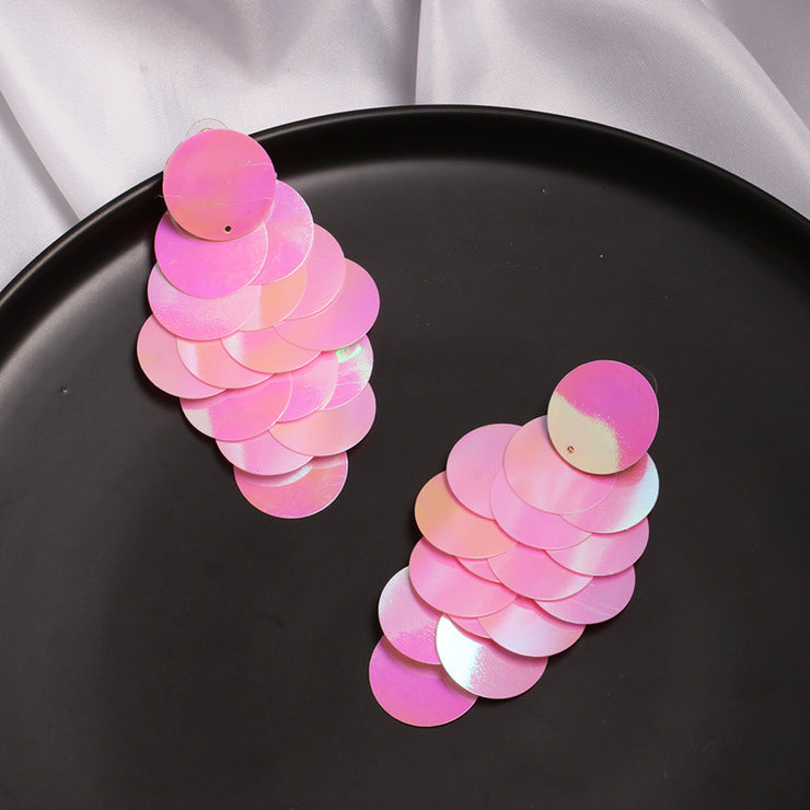 Pink Sequin Drop Earrings - Ultra-Glam Edition - Kikki Couture