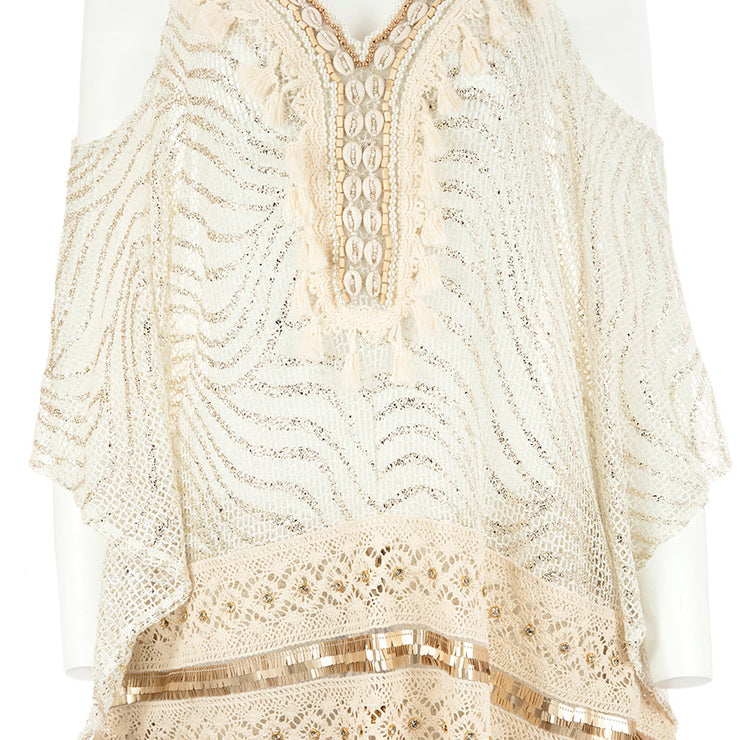 Laura Jane Cream With Gold Metallic Mesh Top And Shorts - Wedding Edition - Kikki Couture