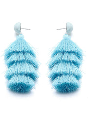 Light Blue Tassel Earrings - Holiday Edition - Kikki Couture