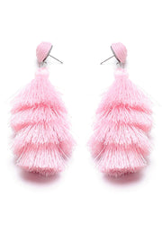 Light Pink Tassel Earrings - Holiday Edition - Kikki Couture